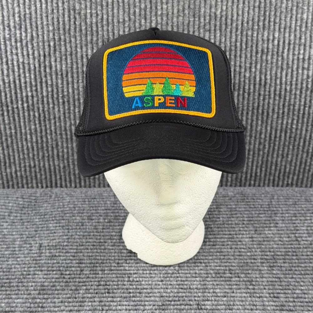 Aviator Nation Aspen Trucker Hat Black Mesh Snapback Adjustable Cap Casual